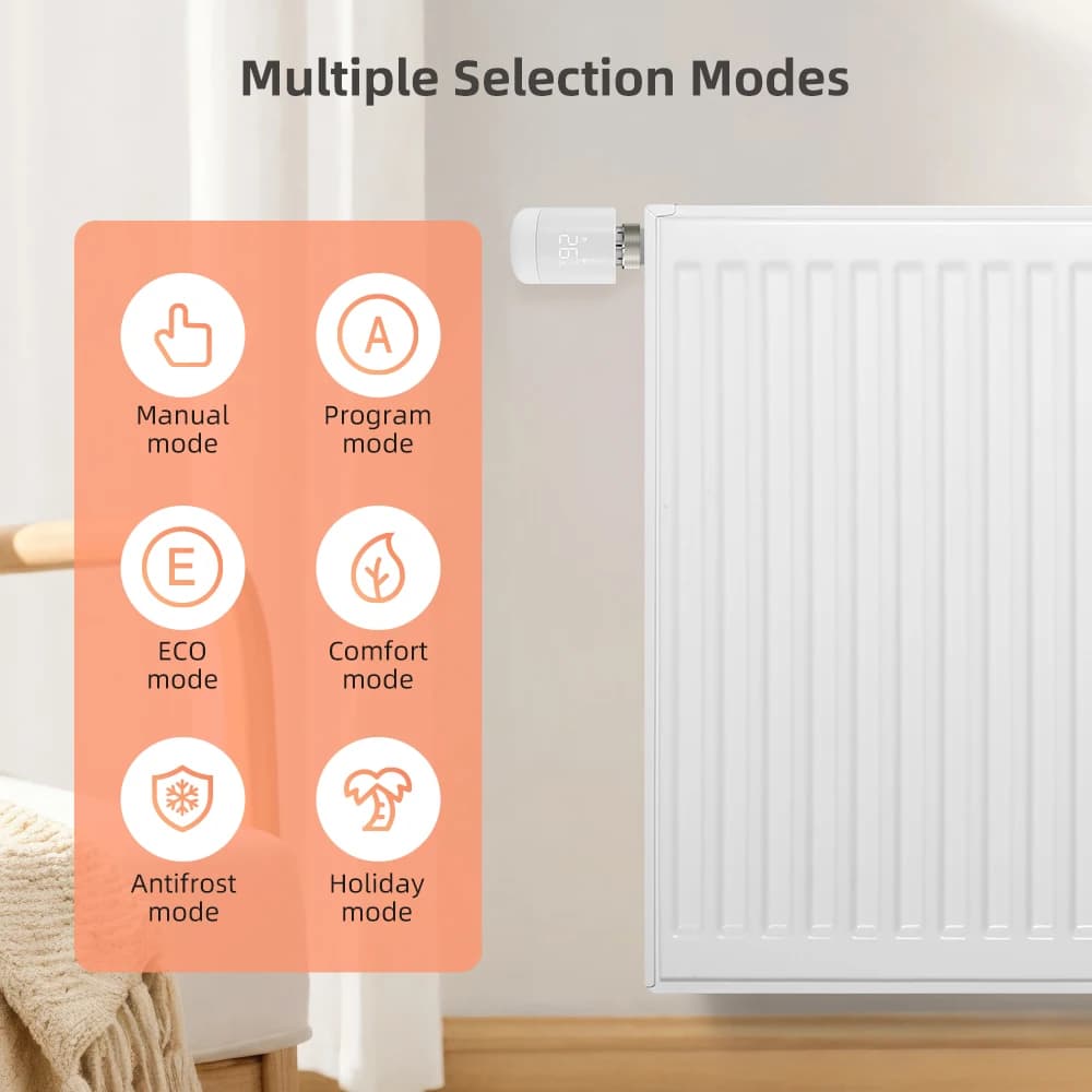 AVATTO Tuya 1-6PCS Zigbee TRV Radiator Actuator Valve Thermostatic Radiator Valve Temperature Controller For Alexa Google Home