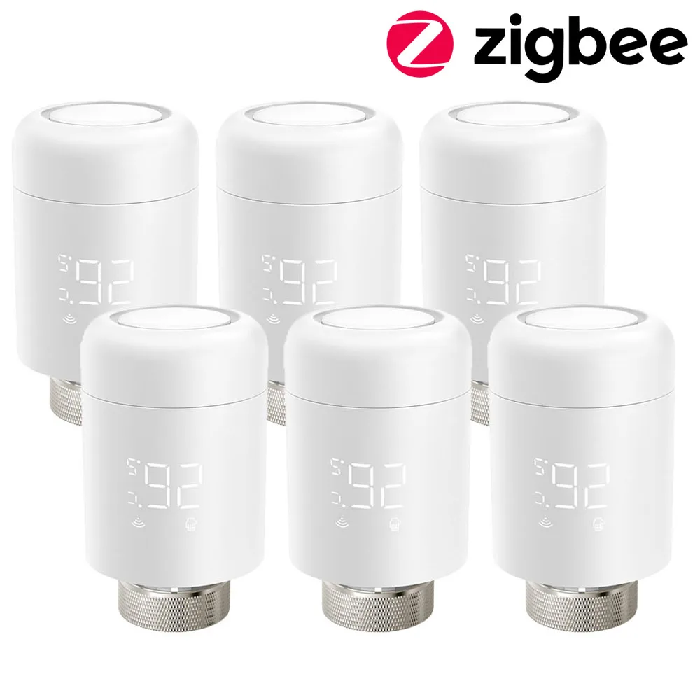 AVATTO Tuya 1-6PCS Zigbee TRV Radiator Actuator Valve Thermostatic Radiator Valve Temperature Controller For Alexa Google Home