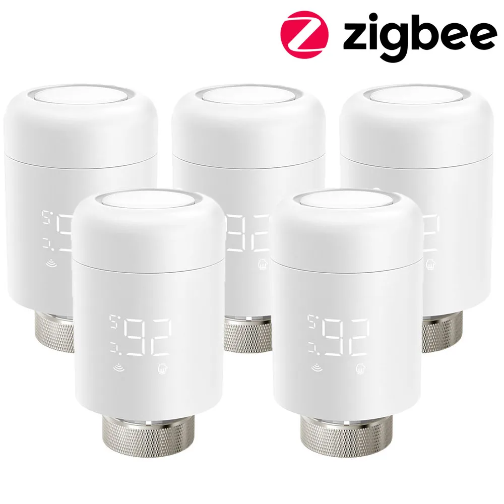AVATTO Tuya 1-6PCS Zigbee TRV Radiator Actuator Valve Thermostatic Radiator Valve Temperature Controller For Alexa Google Home