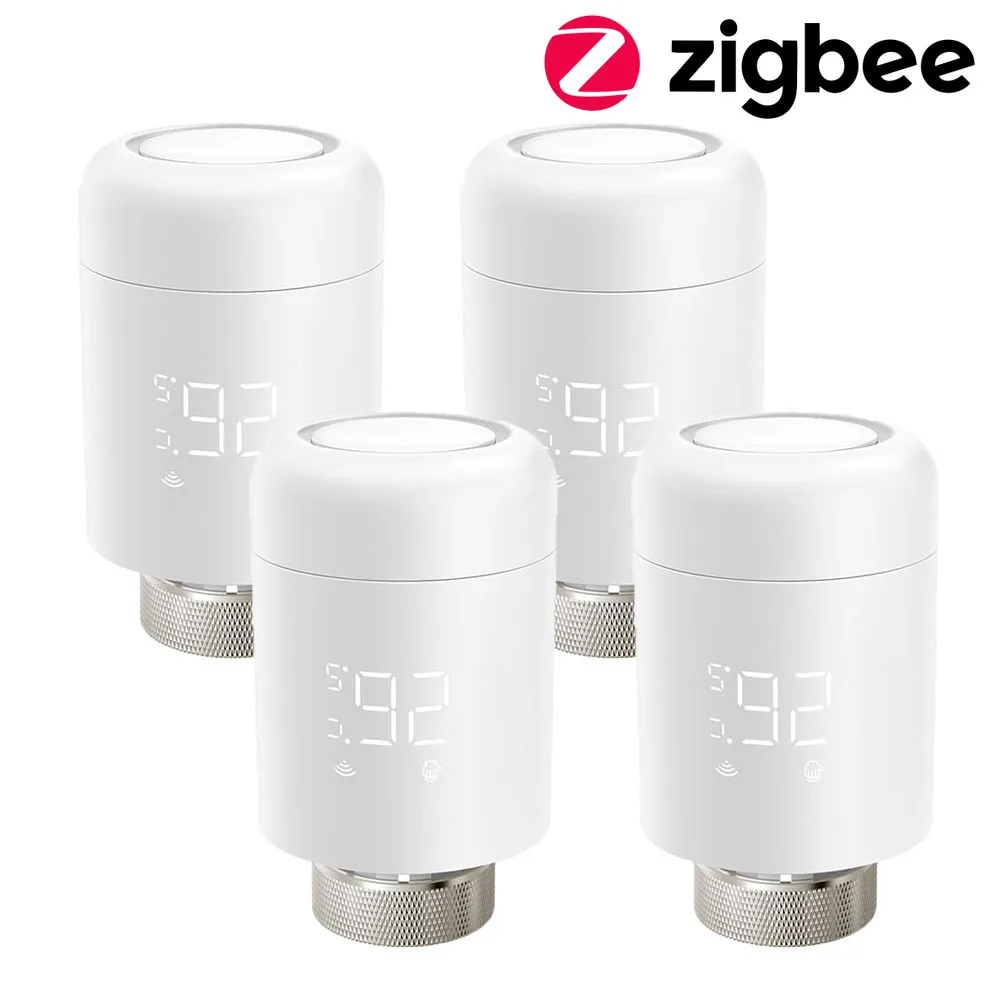 AVATTO Tuya 1-6PCS Zigbee TRV Radiator Actuator Valve Thermostatic Radiator Valve Temperature Controller For Alexa Google Home