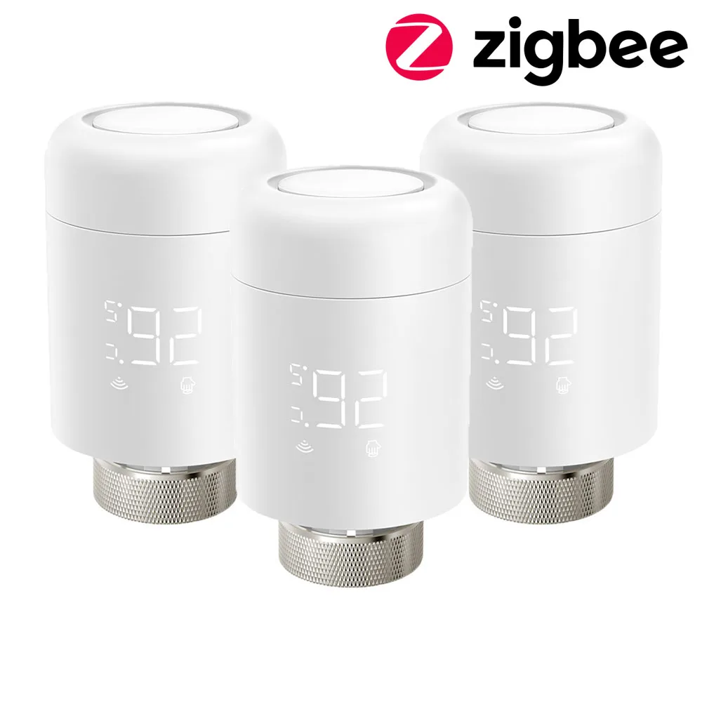 AVATTO Tuya 1-6PCS Zigbee TRV Radiator Actuator Valve Thermostatic Radiator Valve Temperature Controller For Alexa Google Home